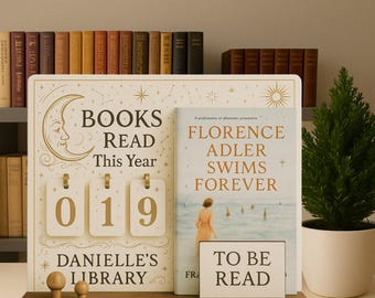 Personalized Celestial Book Tracker – Mystical Wooden Book Tracker - Books Read This Year Display, Custom Reading Log Stand