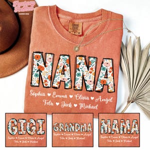 Personalized Nana Shirt with Grandkids Names, Floral Nana T-Shirt, Custom Kids Names Grandma Shirt, Nana Tee, Mother&#39;s Day Shirt, Nana Gifts