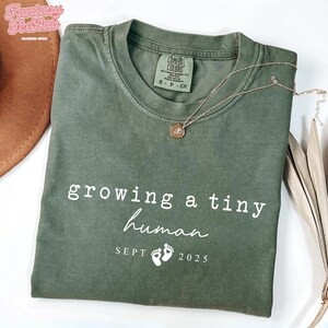 Cute Pregnancy T-shirt, Growing a Tiny Human Shirt, Baby Bump Shirt, Pregnancy Announcement Shirt, Maternity Shirt, Mom-to-Be Tee, Mom Shirt
