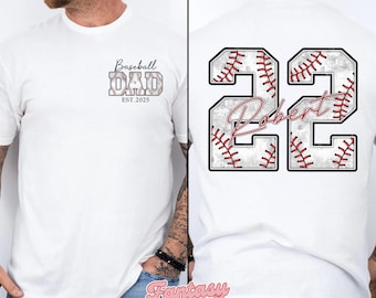 Custom Baseball Dad Shirt With Kids Number and Name, Personalized Baseball Dad Gift, Fathers Day Tee, Baseball Season Tee, Baseball Fan Gift