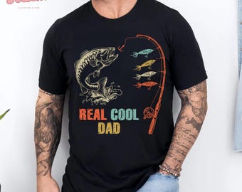 Personalized Fishing Dad Shirt, Custom Reel Cool Dad Tee with Kids Names, Funny Father's Day Gift for Fisherman, Gift for Dad Grandpa