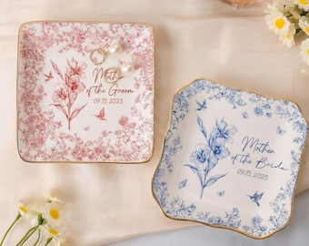 Custom Wedding Gift For Mother Of The Bride & Groom Toile De Jouy Gift For Mom Jewelry Dish, Mother of the Bride, Mom Of Groom Gift
