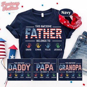 Personalized Grandpa Shirt with Grandkids Name, 4th of July Gift for Grandpa, American Flag Shirt, 4th Of July Tee, Patriotic Grandpa Shirt