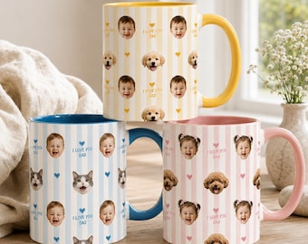 Personalized Baby Face Mug for Grandpa, Custom Photo Coffee Cup, Father’s Day Gift for Papa Pops, Funny Baby Mug Gift for Dada