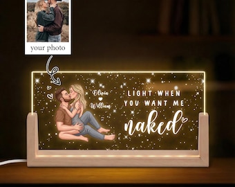 Custom Couple LED Light Sign, Personalized Photo Night Light, Romantic Anniversary Gift for Him Her, Personalized Couple Portrait LED Lamp