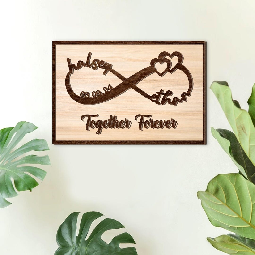 Infinity Sign Custom Personalized Infinity Wood Sign for Couple, Names Date Wall Art ...