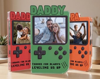 Cadeau personnalisé fête des pères pour papa joueur, plaque acrylique photo personnalisée pour papa, cadeau papa joueur de son fils, décoration de salle de jeux pour papa
