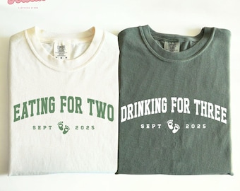 Eating For Two Beer for Three Pregnant Shirt, Funny Pregnancy Announcement Shirt, Pregnancy Reveal Tee, Baby Reveal, New Dad Gift, Mom Life
