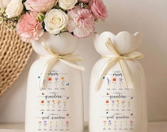 Personalized Great Grandma Flower Vase,  Great Grandma Gift, Mothers Day Gift for Grandma from Grandkids, Birthday gift for mom