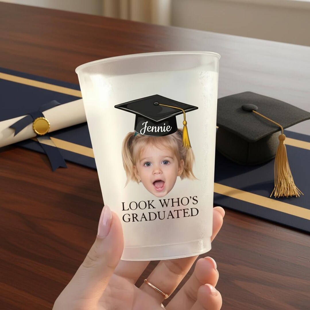 Custom Vintage Childhood Photo Graduation Frosted Cup, Look Who's ...