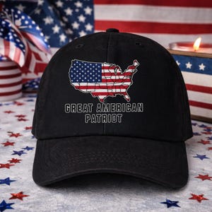 Czapka z motywem amerykańskiego patrioty, czapka baseballowa z flagą USA, patriotyczna czapka baseballowa, prezent na 4 lipca, czapka z amerykańską flagą i mapą USA
