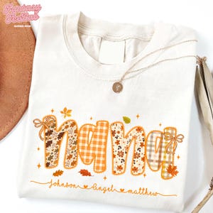 Personalized Nana Fall Shirt, Fall Shirts for Women, Fall Halloween Shirt, Custom Kids Name Mimi Grandma Shirt for Autumn Sweatshirt