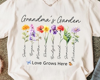 Custom Great Grandma Shirt, Custom Birth Month Flower Mom Grandma Great Grandma Sweatshirt, Custom Children Name Shirt, Christmas Gift