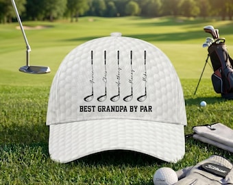 Personalized Best Dad By Par Hat For Dad, Custom Kids Name Golf Cap, Father's Day Gift for Dad, Custom Golfer Hat for Men