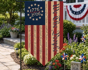 USA 250th Anniversary Triangular Flag, We The People 1776-2026 Garden Banner, Patriotic Outdoor Decor