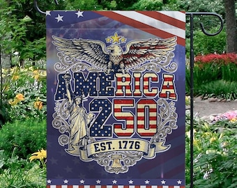 Drapeau patriotique des jardins de l'aigle, chemise 250e anniversaire des États-Unis, 1776-2026, effet vieilli rétro vintage 4 juillet, 250 ans de liberté