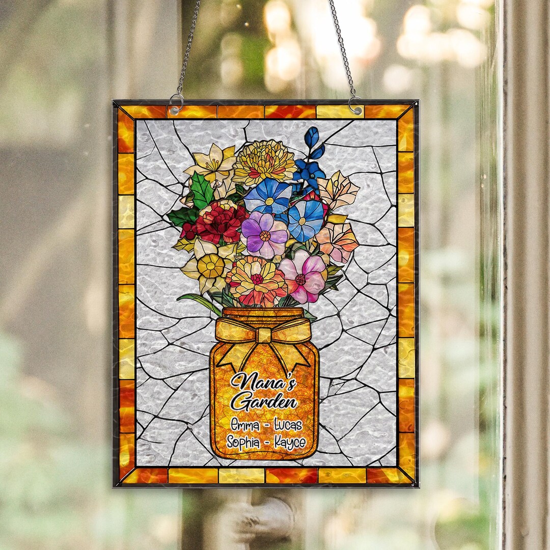 Custom Birth Month Window Hanging Gift for Mom Grandma - Handmade ...