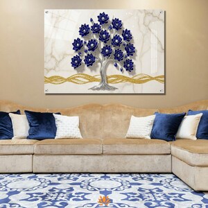 Lotus Tree Acrylic Glass Wall Art: Modern Floral Decor
