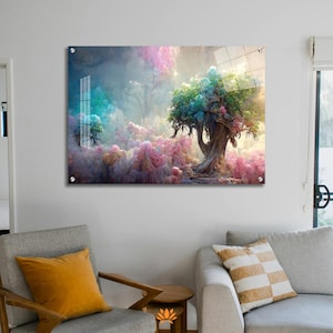 Fantasy Dream Tree Acrylic Wall Art: Modern Nature Decor