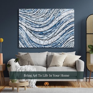 Coastal Wave Acrylic Glass Wall Art: Modern Abstract Panel