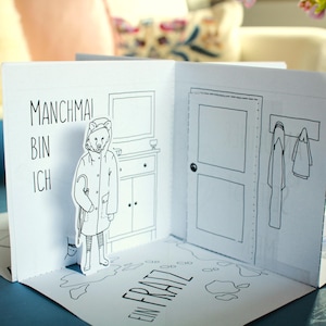 Pop-up kaart knutsel sjabloon PDF – Kleine beer met rijm – DIY kaart om te maken voor kinderen, Moederdag kaart om af te drukken
