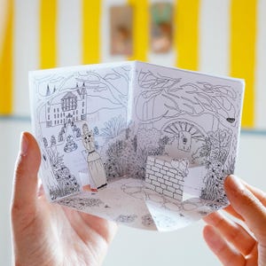 Pop-up Bastelbuch Froschkönig – DIY Märchenbuch PDF zum Ausdrucken – Bastelvorlage Kinder, interaktives Vorlesebuch, Ausmalbuch Märchen