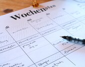Wochenplaner zum Ausdrucken | Familienkalender PDF | Mahlzeitenplaner schwarz-weiß | Minimalistischer Planer Printable