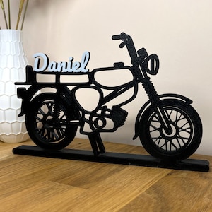 Personalisierte 3D-gedruckte Line-Art – Simson Moped mit Namen | Kultige Deko für Simson-Fans & Schrauberherzen | Individuelles Einzelstück