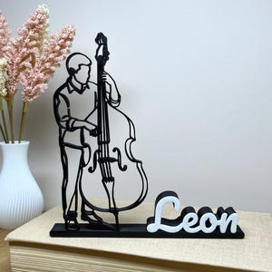 Personalized Double Bass Gift for Musician | Custom Upright Bass Statue | Jazz Bassist Desk Decor | Minimalist 3D Printed Music Art