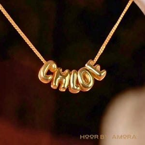 Collar personalizado con nombre y letra de burbuja: joyería con dijes 3D personalizados para mujer