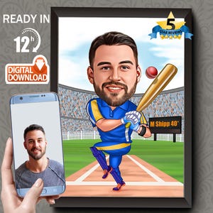 Baseball, Sportfarbkarikatur, Vatertag, Geburtstagsgeschenk, Vatertag personalisierte Zeichnung, Zeichnung vom Foto, Baseballfan
