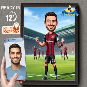 Bayer Leverkusen Fußballspieler Cartoon Porträt, Fußball Karikatur Fußball Geschenk, Fußballer Cartoon, Fußball Porträt, Karikatur vom Foto