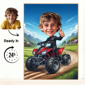 ATV Rider Geschenk - Quad Geschenk - Benutzerdefinierte Karikatur Porträt von Ihrem Foto, Quad Biker, Quad Geschenk, Quad Fan