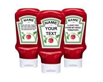 Autocollant personnalisé ketchup tomate Autocollant nom personnalisé étiquette ketchup drôle étiquettes ketchup bouteille anniversaire anniversaire cadeau personnalisé