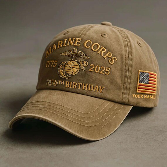 thumbnail image 2 of US Marine Corps Tribute Hat 250th Anniversary USMC Tribute Cap - Adjustable Military Hat, Embroidered Baseball Cap For Marines, Veterans, Supporters Usmc Hats For Men 2 of 14