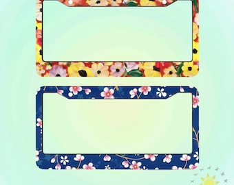 License Plate Frame,Vibrant Floral,Retro Floral Car Tag Frames,Aesthetic Car Accessorie,Cute Gift for Her,Gift for Floral & Car Enthusiasts