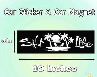 Bumper Sticker and Magnet | Salt Life Palm Tree Sunset | Beach & Coastal Car Accessory | Waterproof Vinyl Decor|10"X3"|Gift for Ocean Lovers