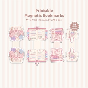 Druckbare Vorlage für ein magnetisches Lesezeichen, romantisches Lesezeichen (PNG), DIY-Design für Cricut-Bücherliebhaber