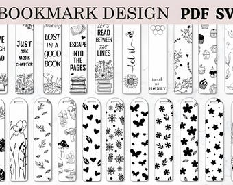 Floral Bookmark SVG Bundle: Book Lover Quotes, Reading Tracker (Digital Download)