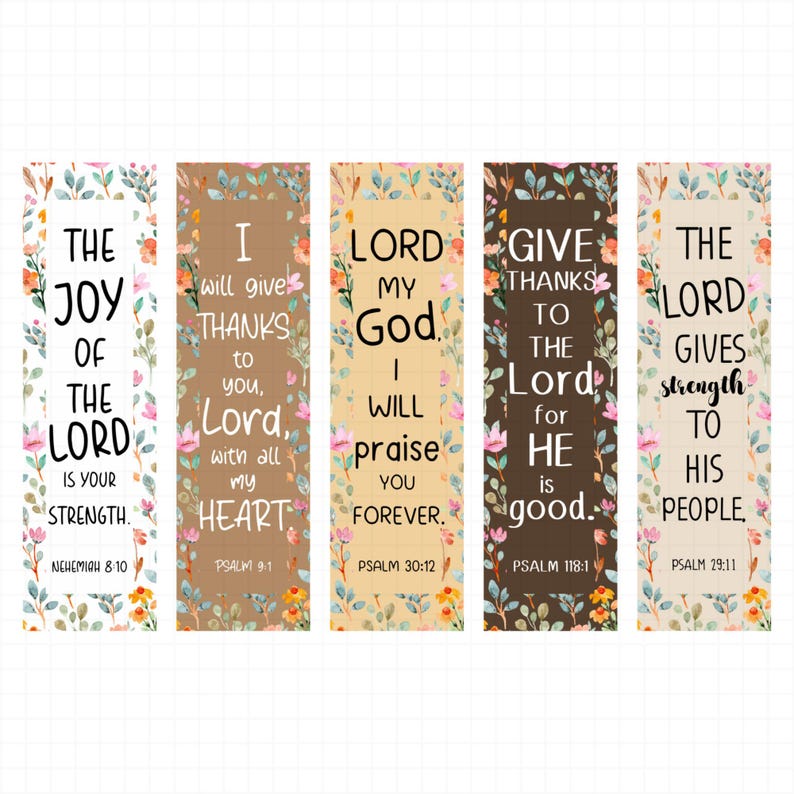 Bible Verse Bookmark Bundle: Christian Scripture Gift (PNG, PDF, JPG ...