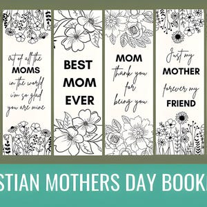 Könnte beinhalten: Sechs druckbare Lesezeichen mit floralen Designs und Muttertagsbotschaften. Die Botschaften lauten: "Ich liebe dich Mama", "Die Kunst aller Mütter der Welt, ich bin so froh, dass du meine bist", "Beste Mama aller Zeiten", "Mama, danke, dass du du bist", "Einfach meine Mutter, für immer meine Freundin", und "Beste Mama der ganzen Welt".
