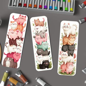 Cute Cat bladwijzer SVG | Cadeau kattenliefhebber | Grillige bladwijzer | Leuke cartoonbladwijzers | Humoristisch leescadeau | Kawaiikat | Commercieel gebruik.