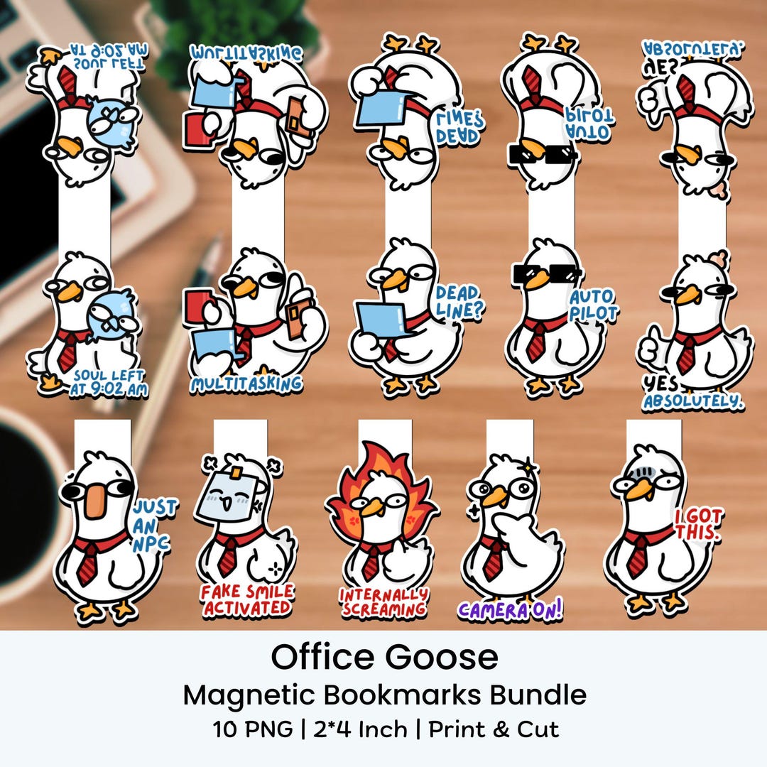 Good Work Bookmark Office Goose Magnetic Bookmark PNG, Work Humor Gift Bundle | Funny ...