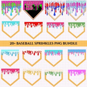 20+ Baseball Sprinkles PNG Designs | Ice Cream Drip Baseball Home Plate | Waffle Home Plate PNG | Baseball Drip Png | Digital Download