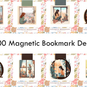 Lot de 100 marque-pages magnétiques PNG | Téléchargement numérique | Marque-page magnétique | Utilisation commerciale | Marquez les fichiers PNG pour Cricut et Silhouette.