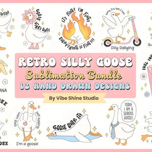 Retro Silly Goose Clipart Bundle: Funny PNG Designs (Digital Download)