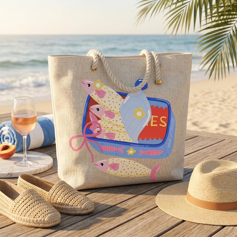 Coquette Sardine Clipart Bundle, Cute Tinned Fish PNG Designs, Preppy Coastal Summer Graphics for Shirts and Merch imagen 5