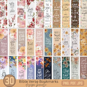 Bible Verse Bookmark Bundle: Christian Scripture Gift (PNG, PDF, JPG Digital Download)