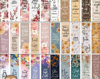 30 Bible Verse Bookmark Bundle, Christian, Scripture Printable Gift PNG PDF, Religious Bookmark Digital Download