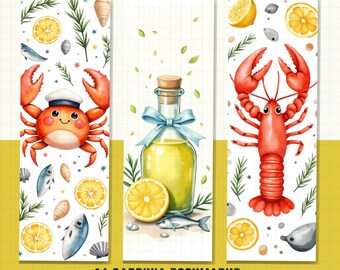 Sardinia Bookmark Collection - Crab & Lobster - Sardine Art - Summer Bookmarks - Ocean Theme - Marine Life - Gift for Sardine Lovers